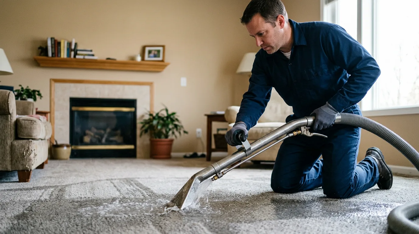 Water damage restoration technician working near Salem, WV
